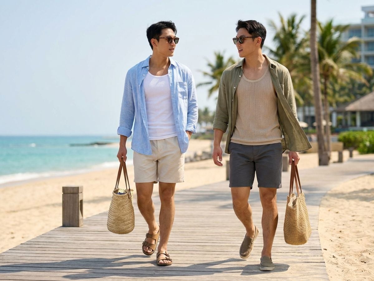 Tank top layer sơ mi giúp tổng thể thoải mái và cá tính hơn