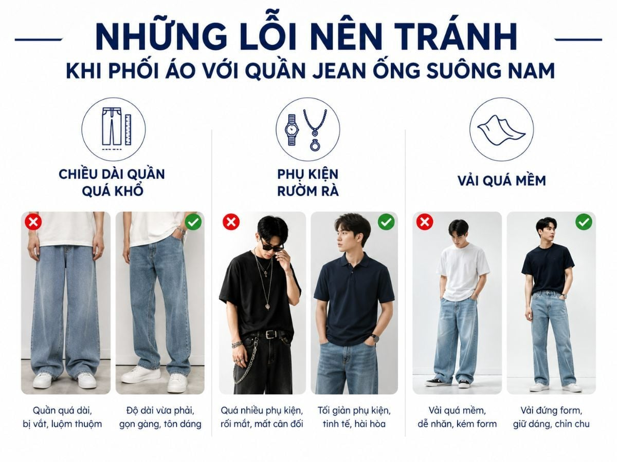 Lỗi cần tránh khi phối đồ quần jean ống suông