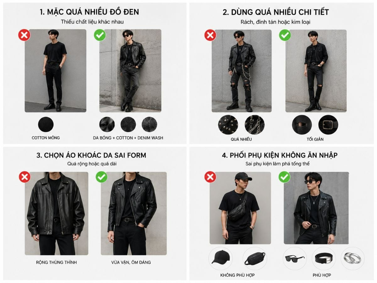 Lưu ý khi phối đồ phong cách Rock-chic
