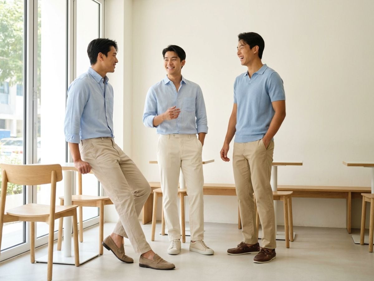 Xanh dương nhạt phối be hoặc kem mang cảm giác nhã nhặn