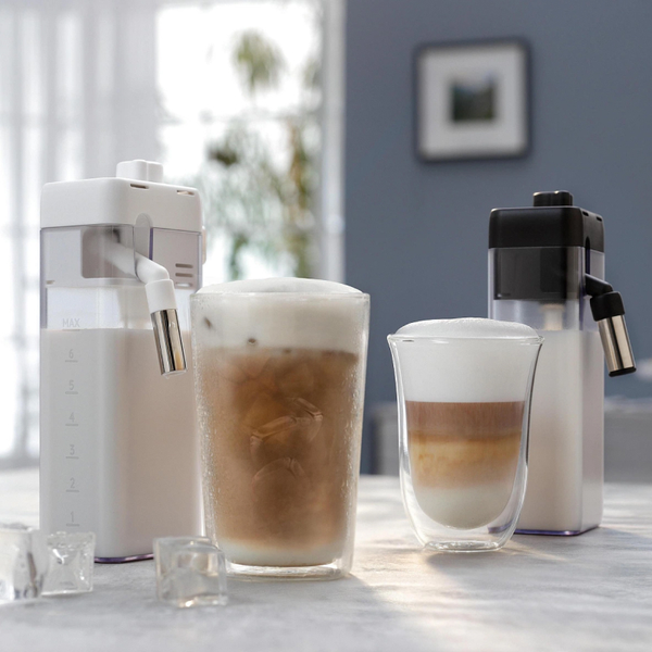 2 bình đánh sữa nóng, lạnh tự động của Delonghi PrimaDonna Aromatic Fully Automatic Espresso Machine ECAM 630 65 TSM