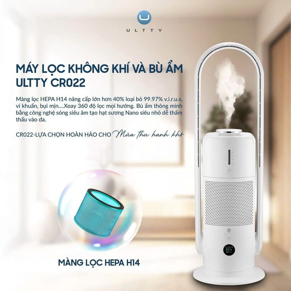 Bộ lọc HEPA H14 của quạt không cánh và lọc không khí tạo ẩm U Ultty CR022