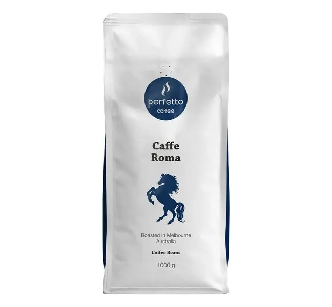 Cà phê hạt nguyên chất Perfetto - Caffe Roma (1000g) bao bì mới