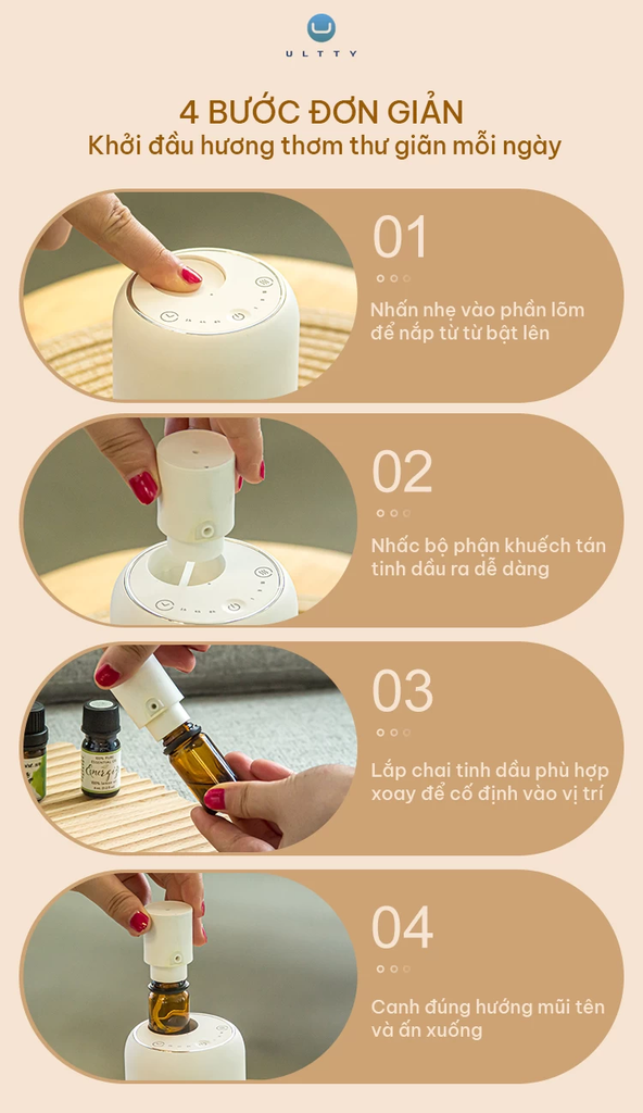 Máy khuếch tán tinh dầu cách sử dụng Ultty Aroma