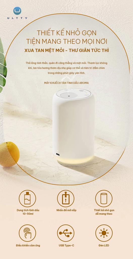 Máy khuếch tán tinh dầu không dùng nước Ultty Aroma