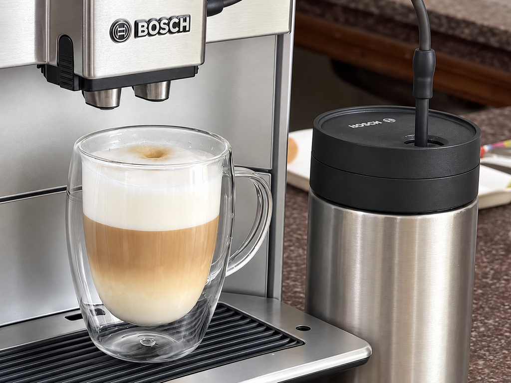 Pha Capuchino với máy pha cà phê Capuchino Bosch TIS 65621 RW