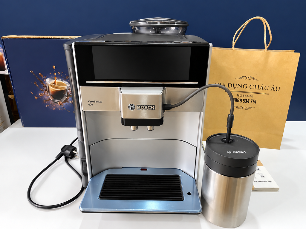 Hình ảnh thực tế máy pha cafe tự động Bosch TIS65621RW vero barista 600 fully automatic coffee machine tại Gia Dụng Châu Âu
