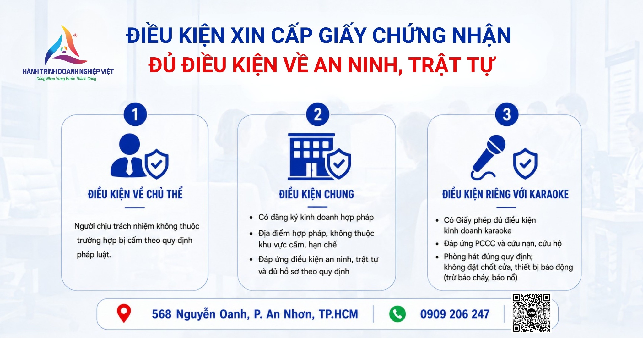 Điều kiện để xin cấp Giấy chứng nhận đủ điều kiện về an ninh, trật tự