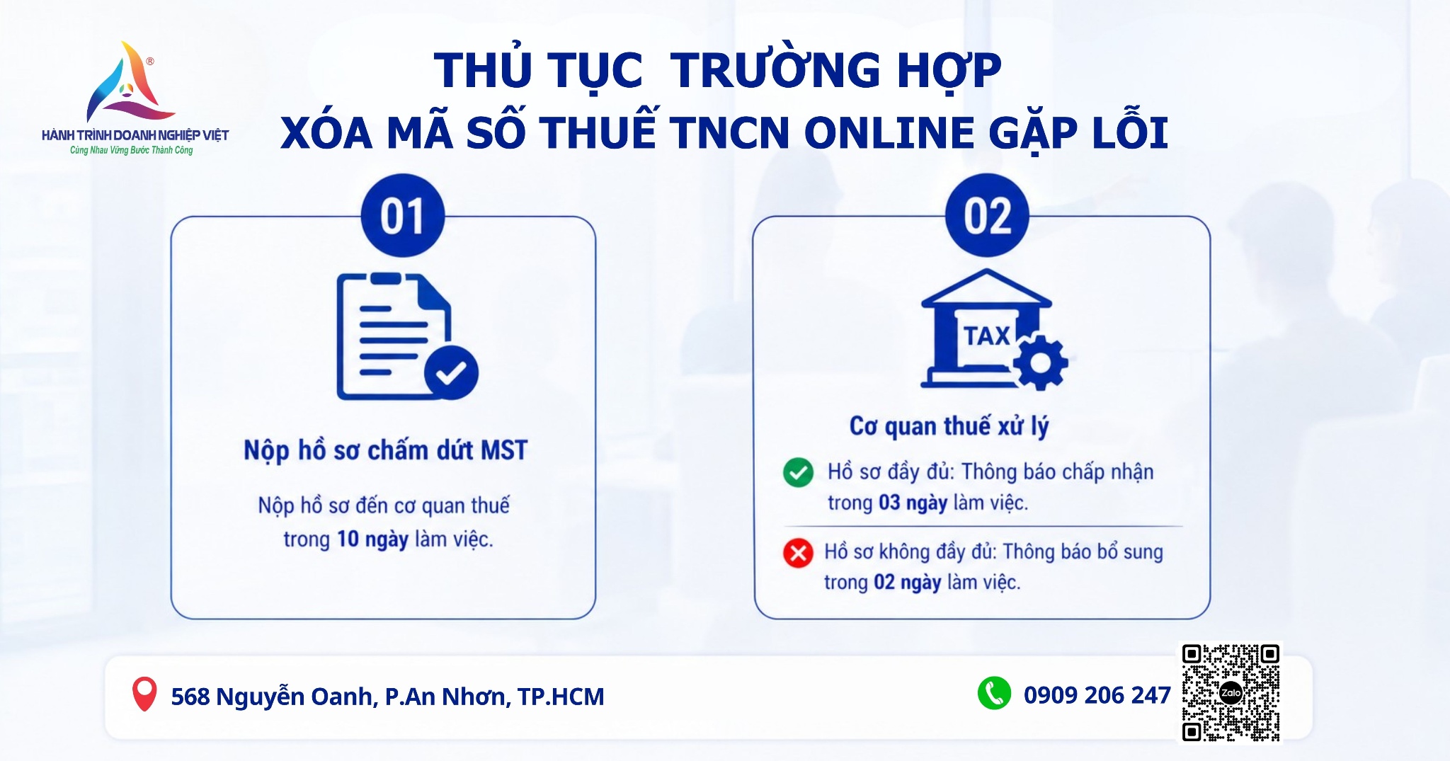 Thủ tục xử lý trường hợp xóa mã số thuế TNCN online gặp lỗi