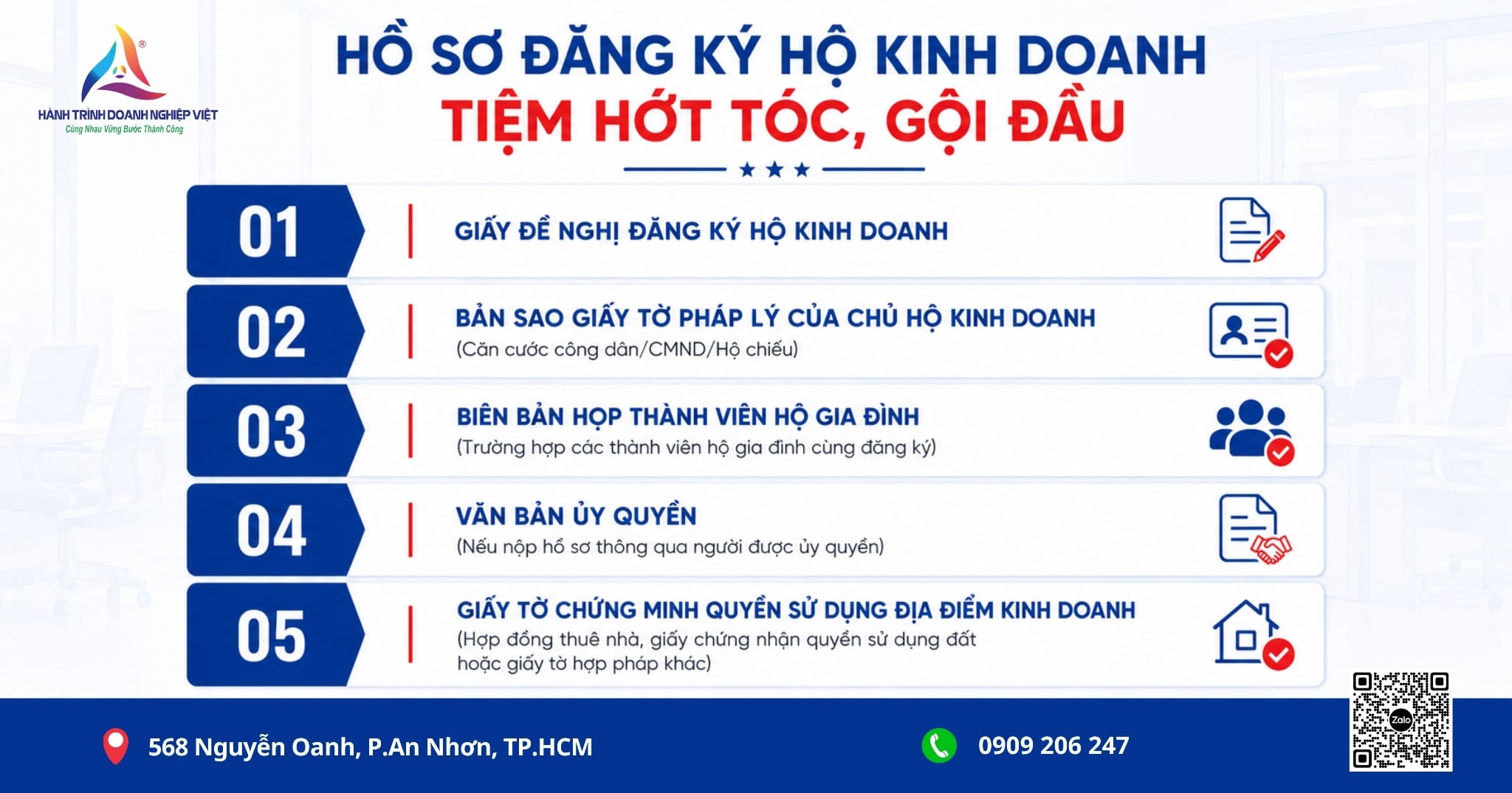 Điều kiện, hồ sơ và thủ tục đăng ký hộ kinh doanh tiệm hớt tóc, gội đầu