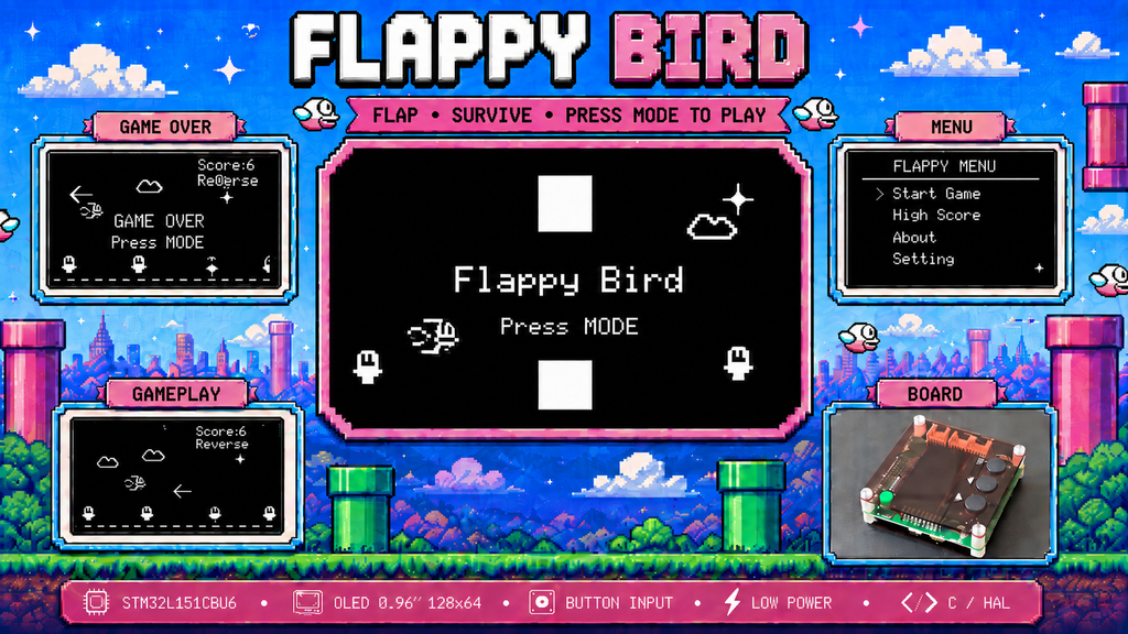 Flappy Bird - Game built on AK Embedded Base Kit
