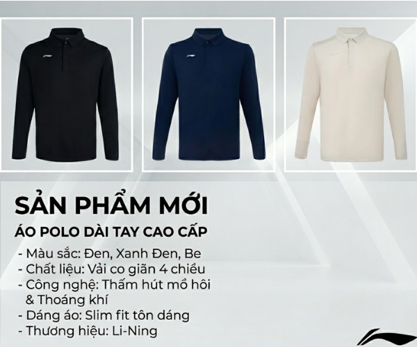 TOP 3 mẫu áo thể thao Li-Ning dài tay thoáng khí, tôn dáng