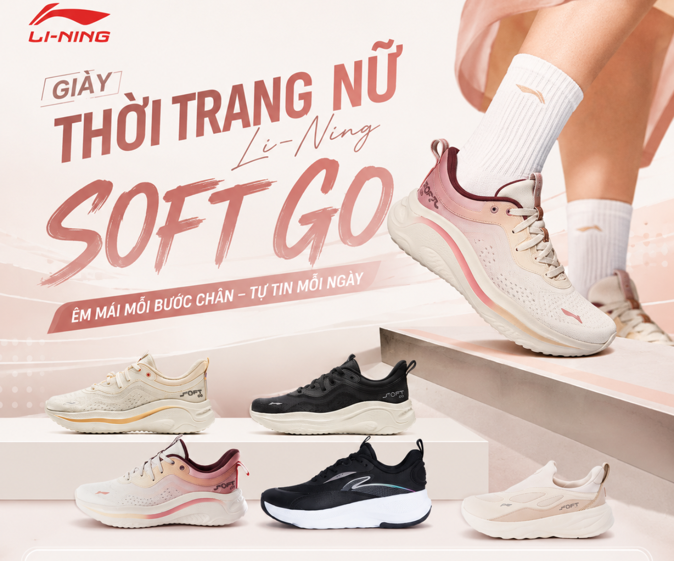 Top mẫu giày thời trang nữ Li-Ning Soft Go HOT nhất năm nay