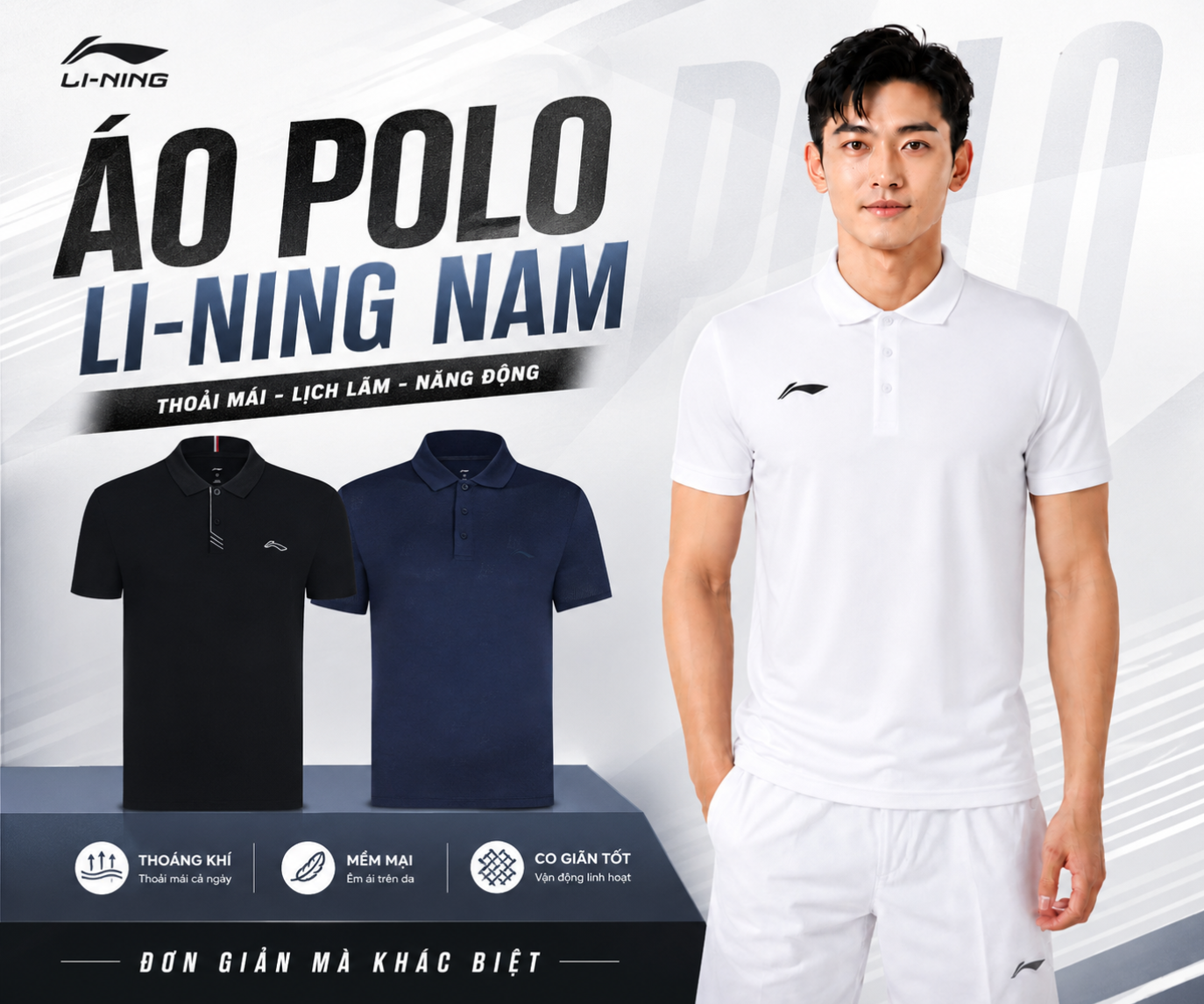 Bộ sưu tập áo Polo Li-Ning nam năng động cho ngày hè