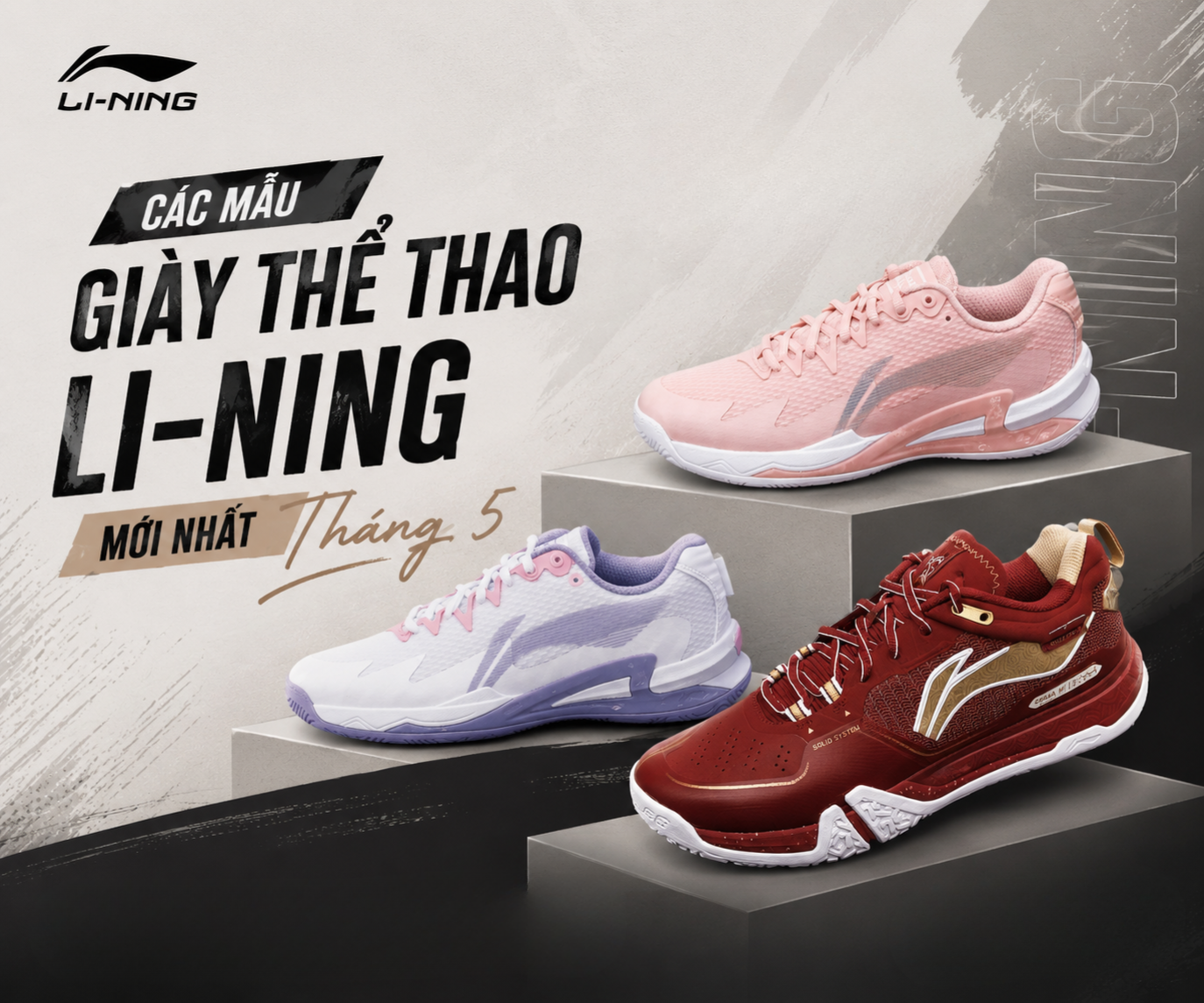 Các mẫu giày thể thao Li-Ning mới nhất Tháng 5 phối màu bắt mắt