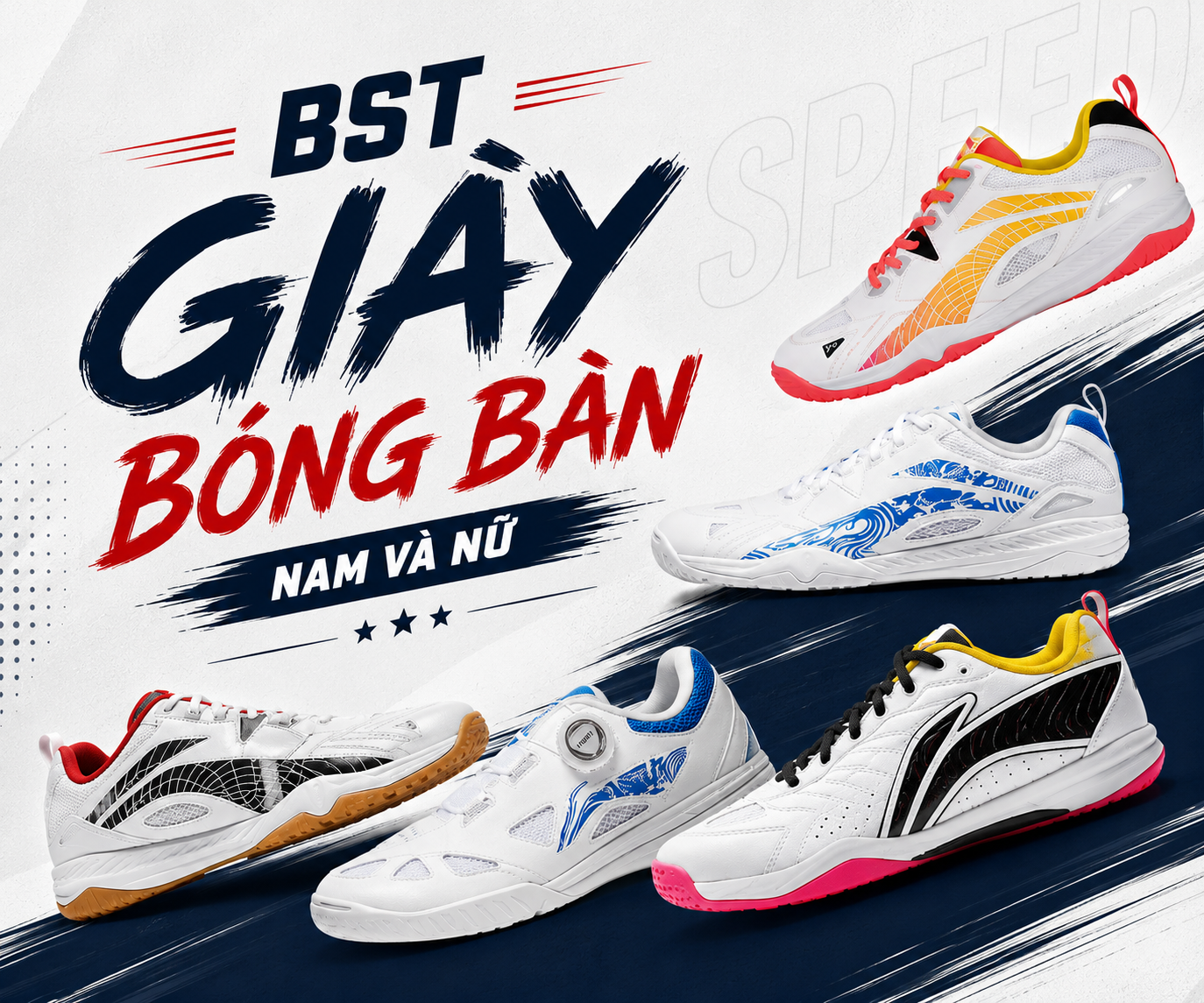 BST giày bóng bàn nam và nữ chính hãng, bám sàn cực tốt