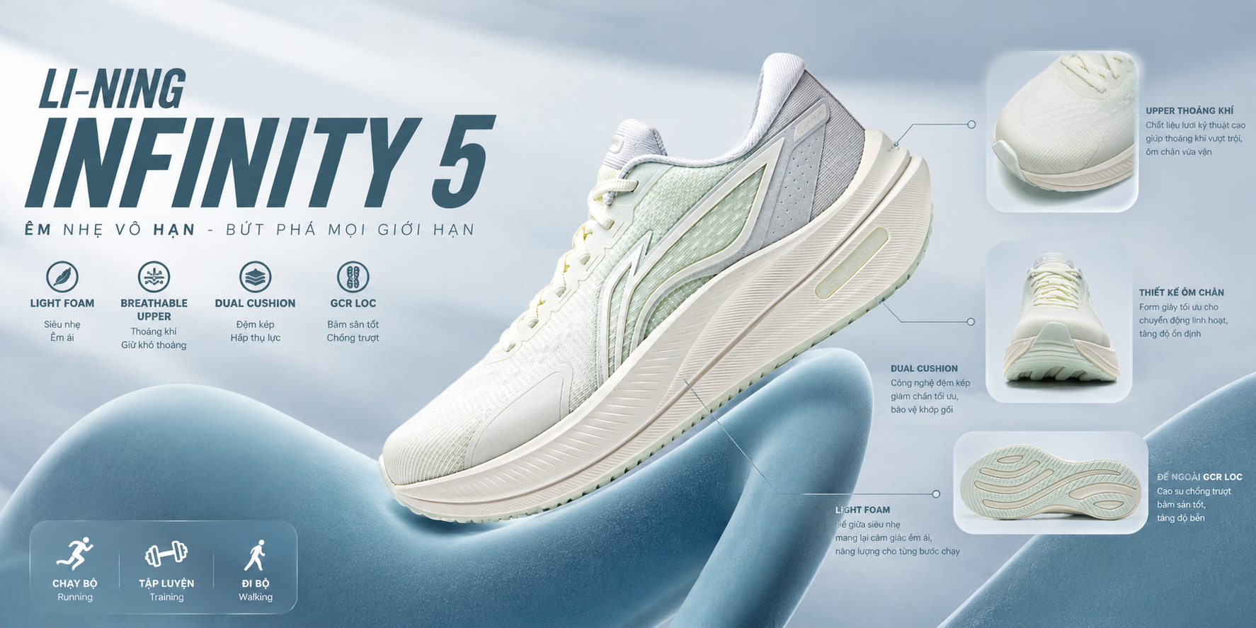 LI-NING INFINITY 5 – Dòng Giày Chạy Bộ Cân Bằng Giữa Êm Ái Và Hiệu Suất