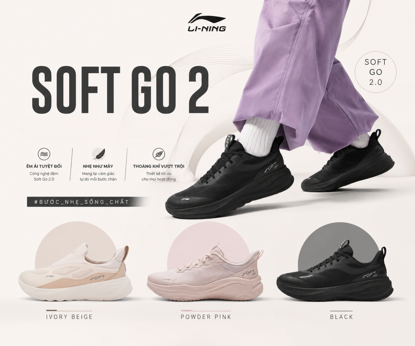 Top các mẫu giày thời trang Li-Ning Soft Go 2 hot nhất 2026