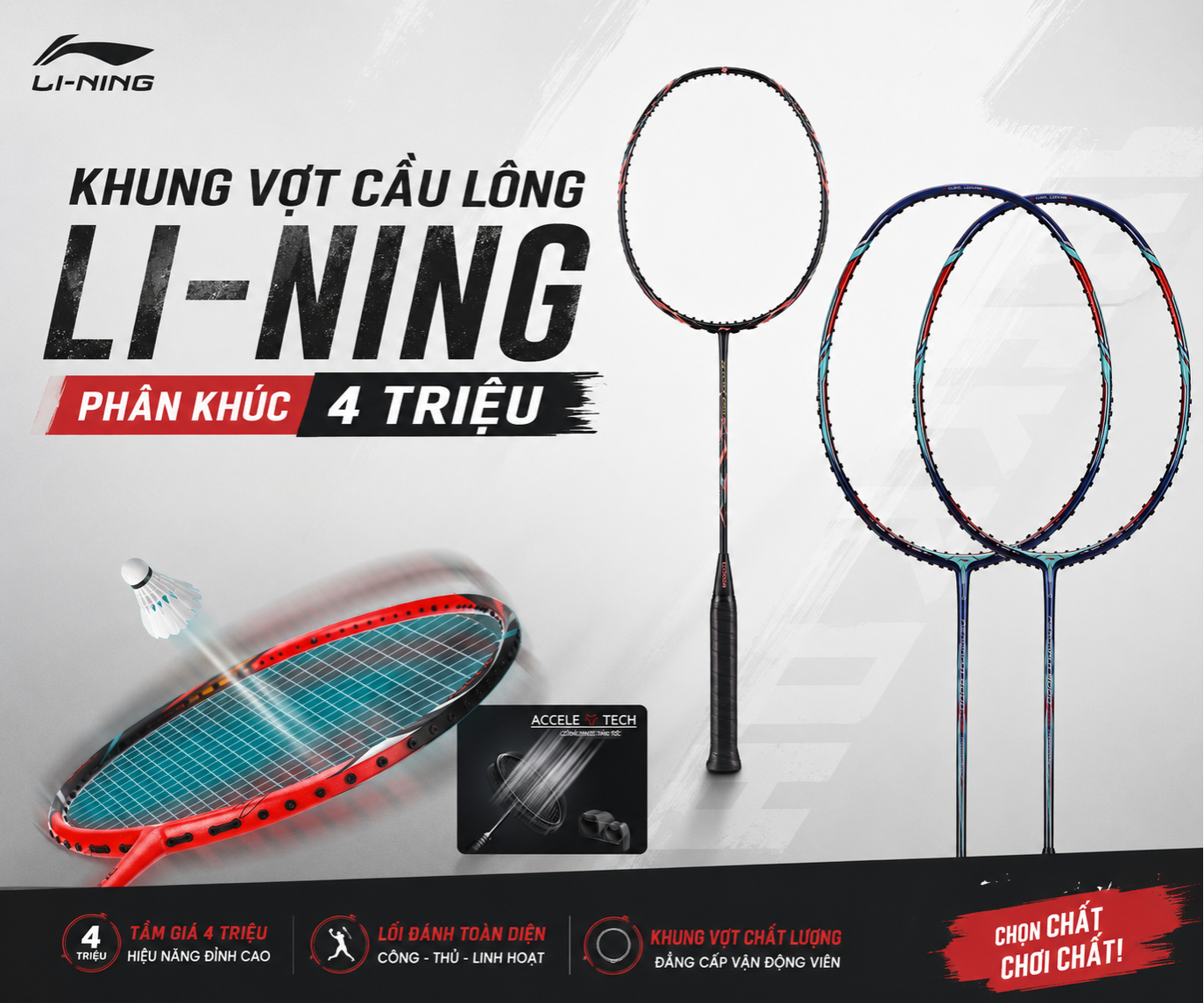 Tư vấn chọn khung vợt cầu lông Li-Ning phân khúc 4 triệu chính hãng