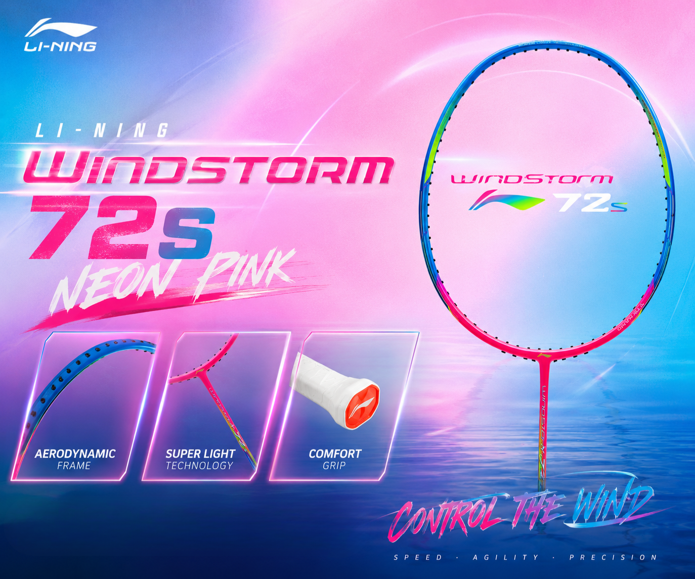 Review khung vợt cầu lông Li-Ning WindStorm 72S Neon Pink