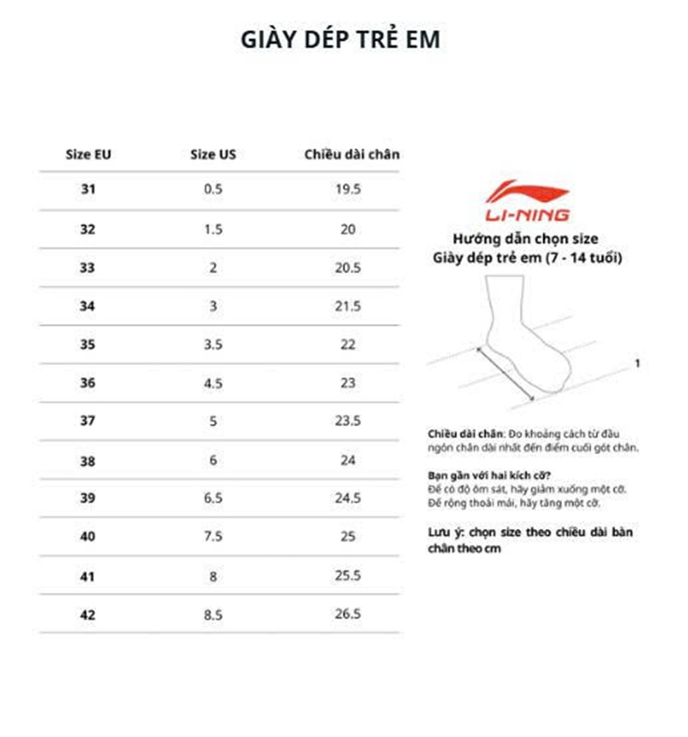Hướng dẫn chọn size giày trẻ em: