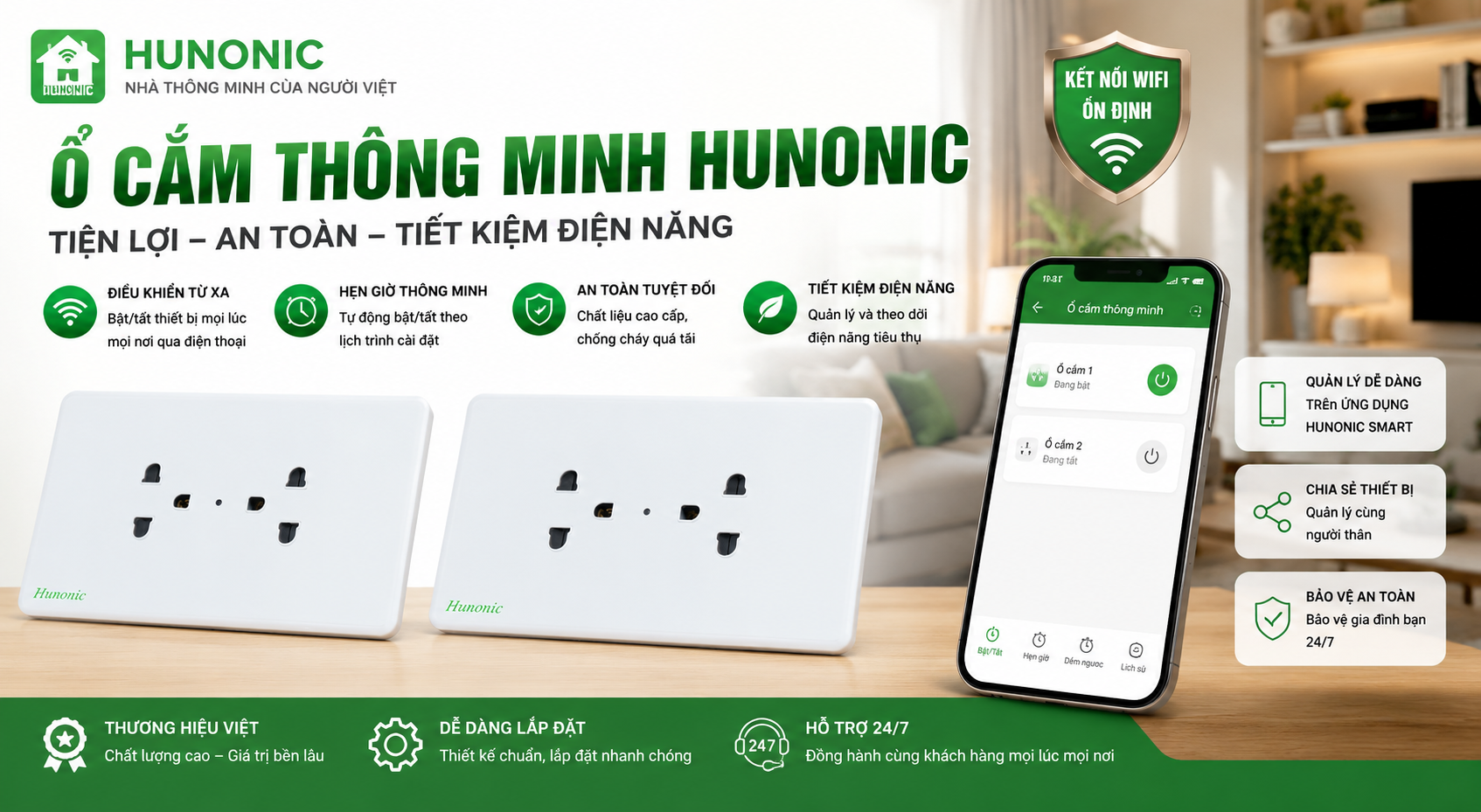 Ổ cắm thông minh Hunonic