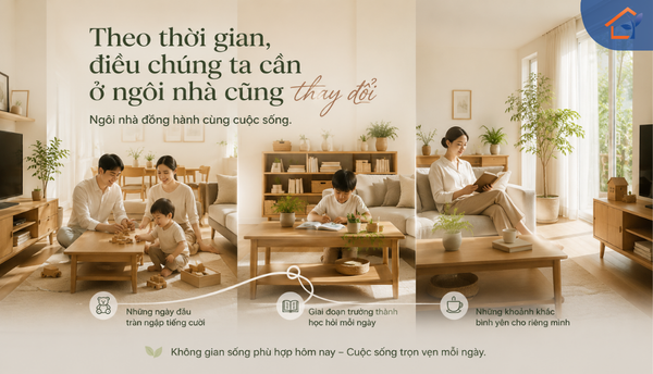 Không gian sống được sắp đặt linh hoạt theo từng giai đoạn của gia đình.