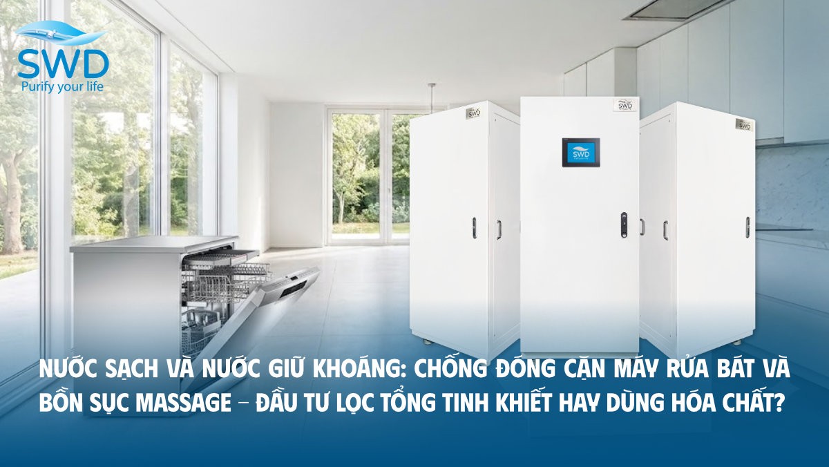 Nước sạch và Nước giữ khoáng: Chống đóng cặn máy rửa bát và bồn sục massage - Đầu tư lọc tổng tinh khiết hay dùng hóa chất?