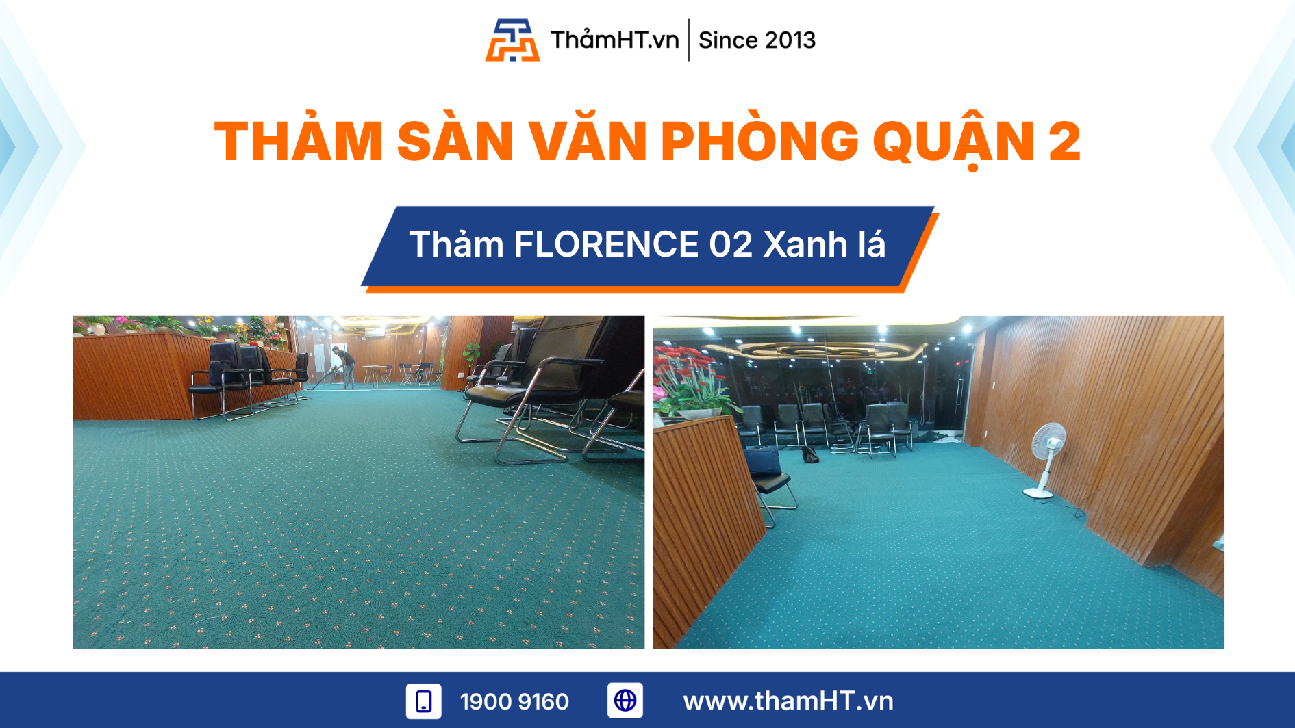 Thảm trải sàn văn phòng quận 2 - Thảm FLORENCE 02 Xanh lá - Mang lại cảm giác tươi mới với họa tiết hoa nhí