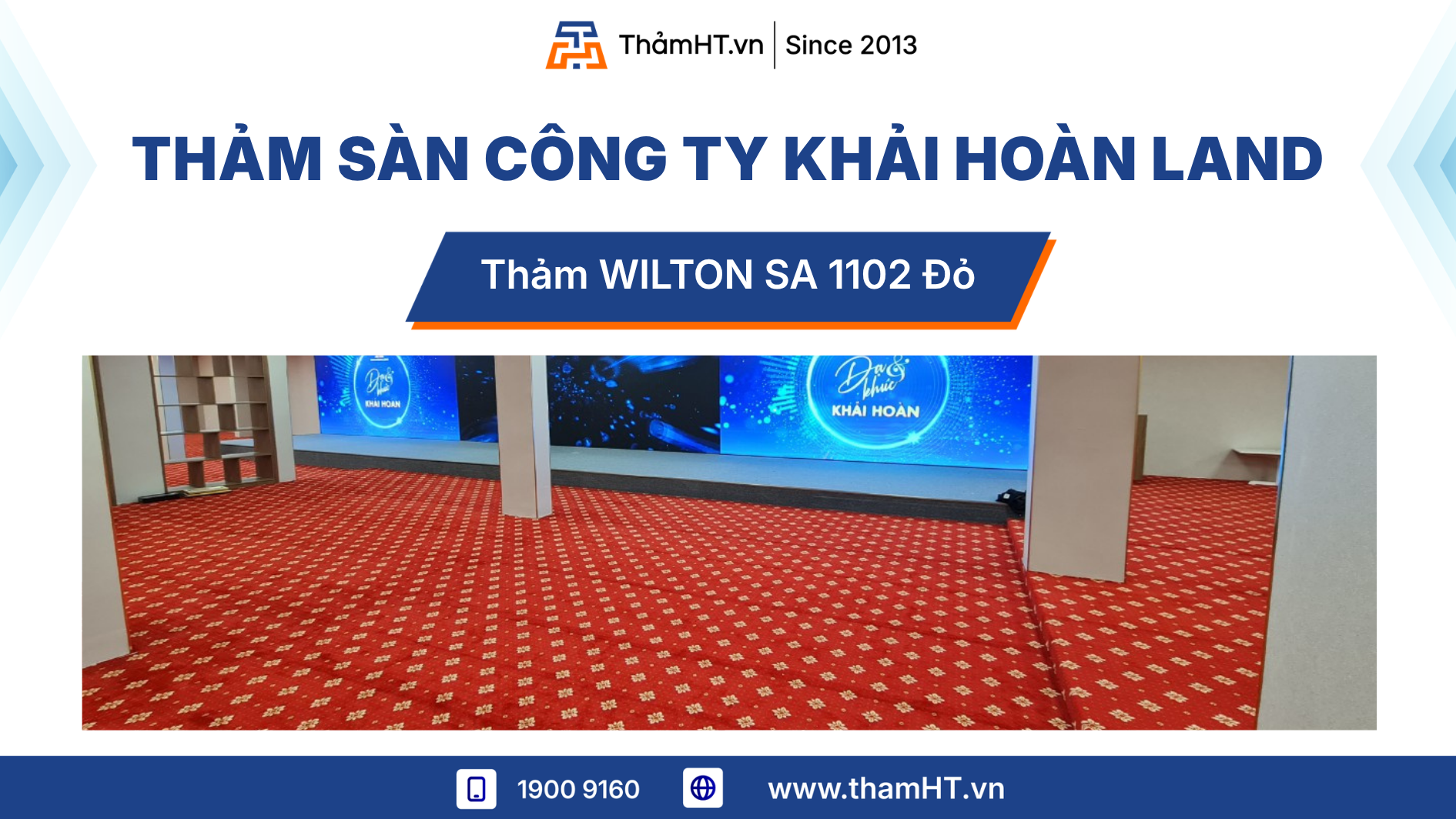 Thảm hội trường công ty Khải Hoàn Land - Thảm WILTON SA 1102 đỏ - Xây dựng hình ảnh chuyên nghiệp