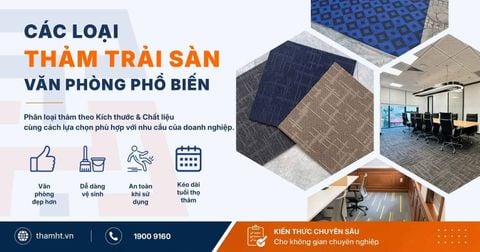 Tổng Hợp Các Loại Thảm Trải Sàn Văn Phòng Phổ Biến 2026 & Cách Lựa Chọn Phù Hợp Với Nhu Cầu Sử Dụng