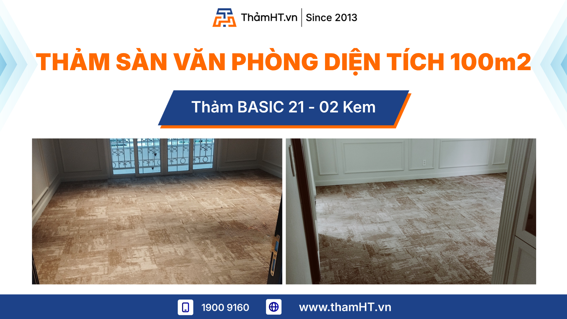 Thảm sàn văn phòng diện tích 100m2 - Thảm BASIC 21- 02 Kem - Cải thiện văn phòng pha chút cổ điển