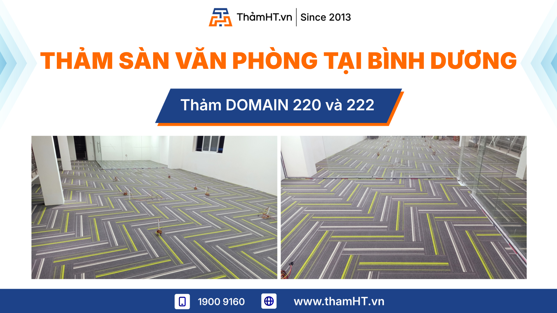 Thảm trải sàn văn phòng ở Bình Dương - Thảm DOMAIN 222 Xanh lá và 220 Trắng - Mở rộng không gian bằng thảm trải sàn