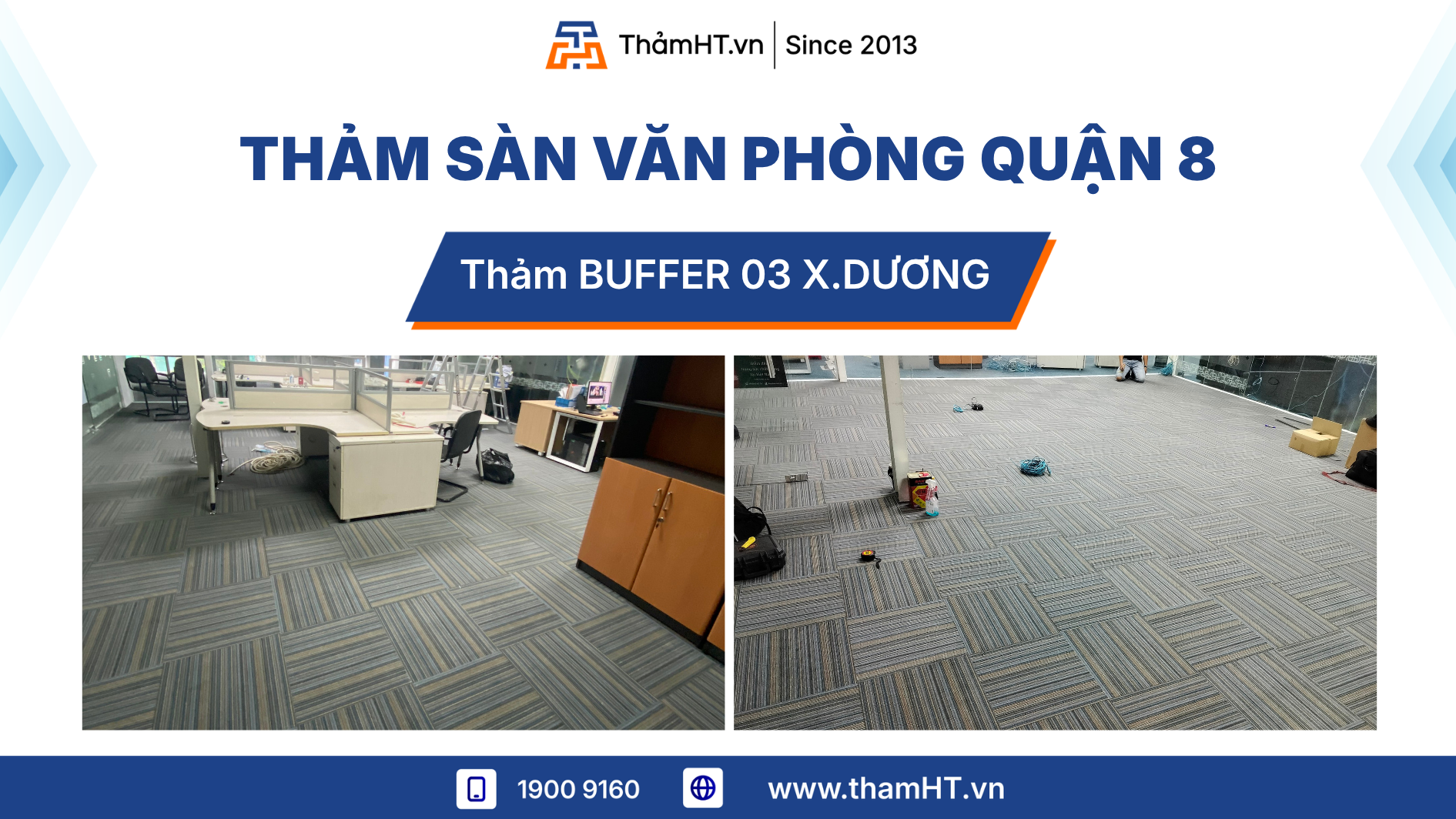 Thảm trải sàn văn phòng Quận 8 - Thảm Buffer 03 xanh dương - Làm mới không gian làm việc