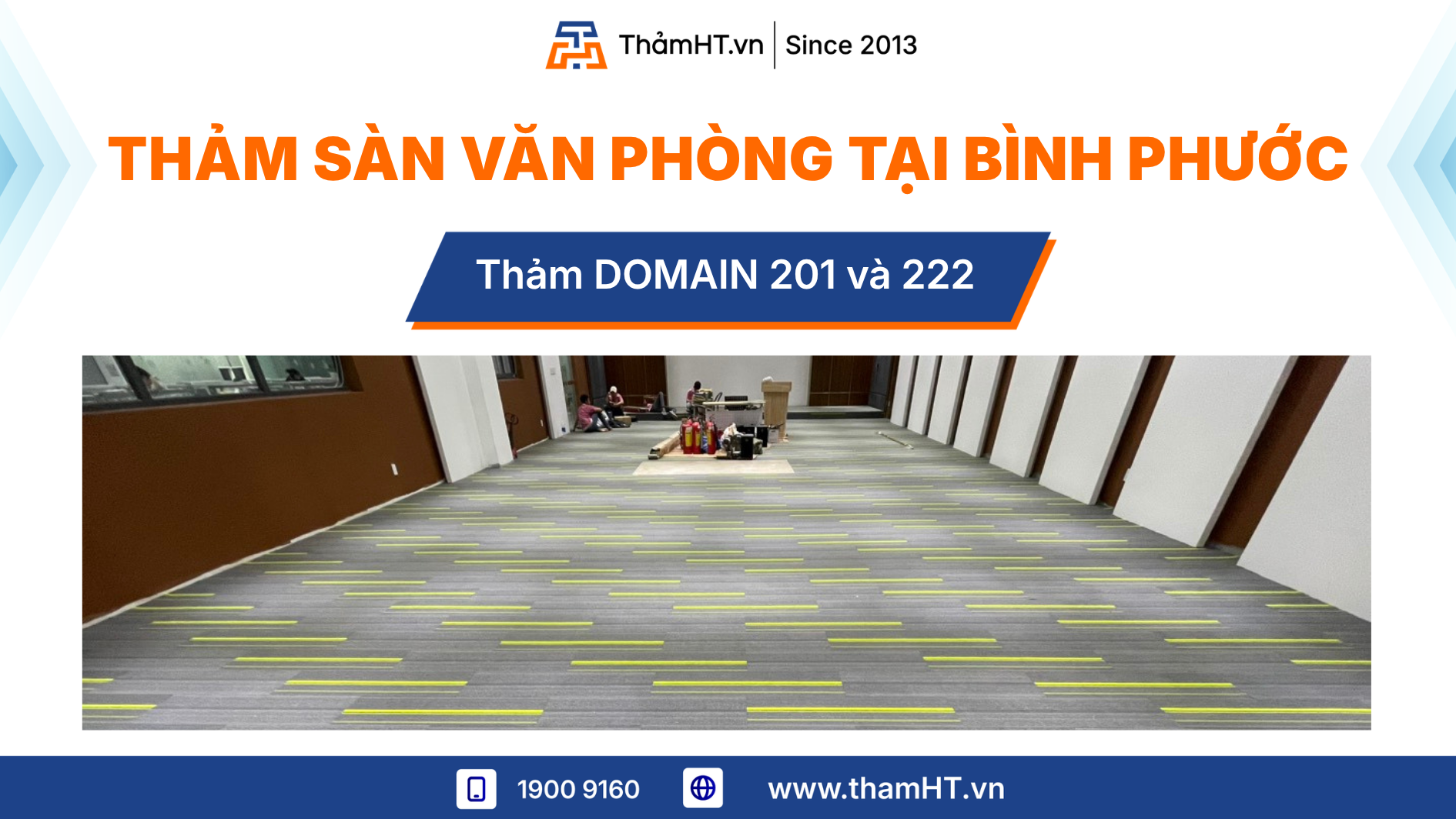 Thảm trải sàn văn phòng tại Bình Phước - Thảm DOMAIN 201 Xám và 222 Xanh lá - Tạo không gian năng động, trẻ trung