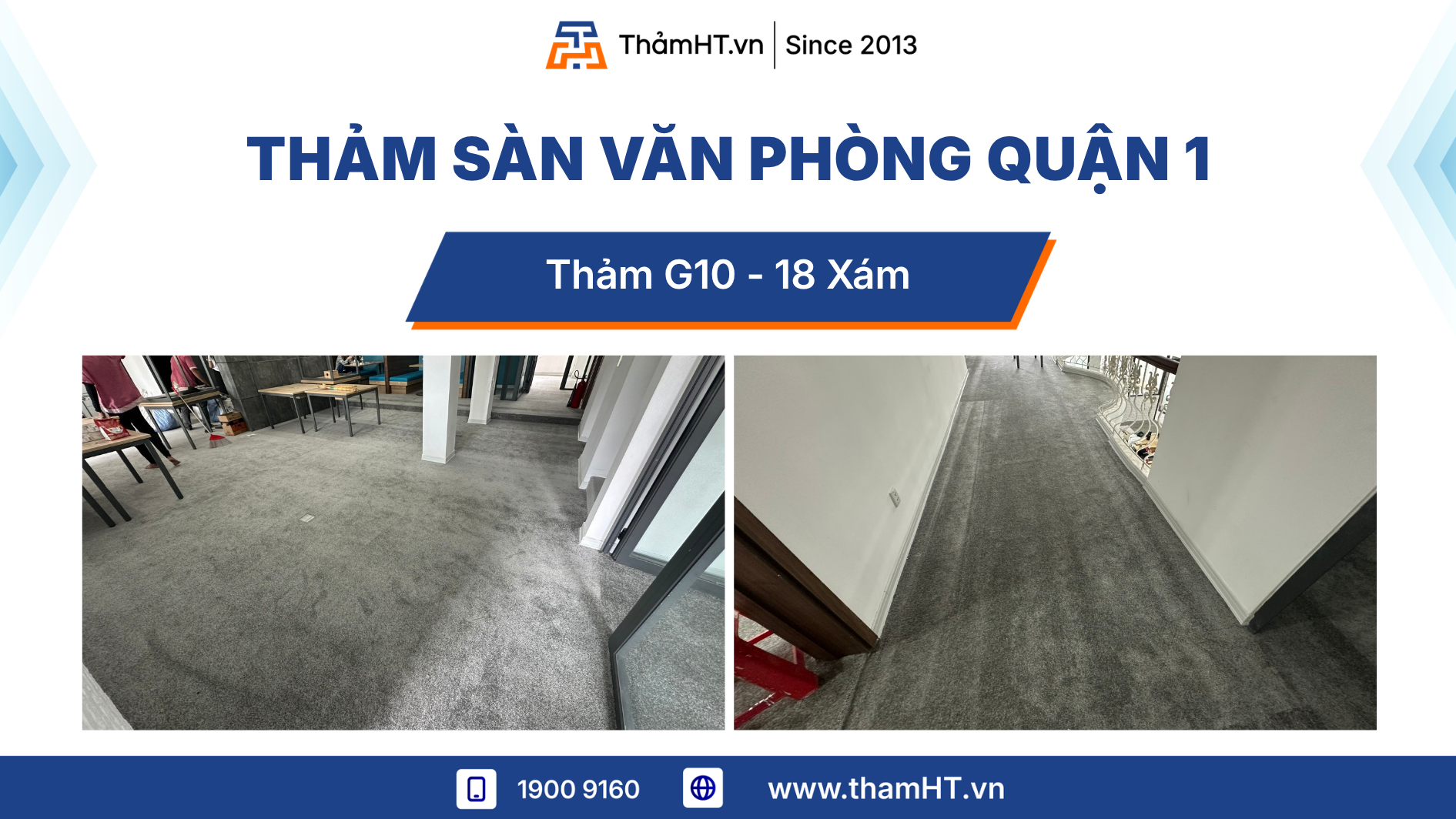Thảm trải sàn văn phòng Quận 1 - Thảm G10 - 18 xám - Yêu thích không gian sắc xám trung tính