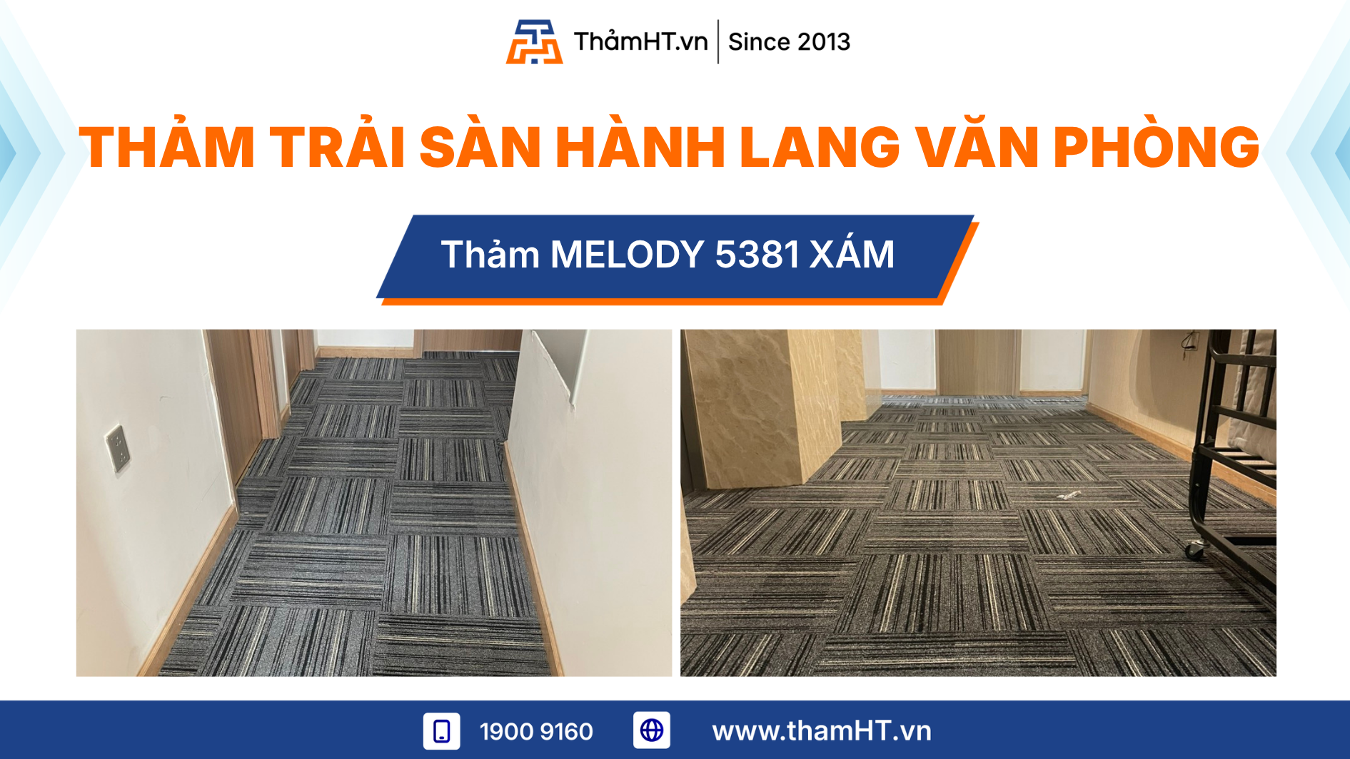 Thảm trải sàn hành lang cho văn phòng - Thảm MELODY 5381 Xám - Văn phòng đẹp từ trong ra ngoài