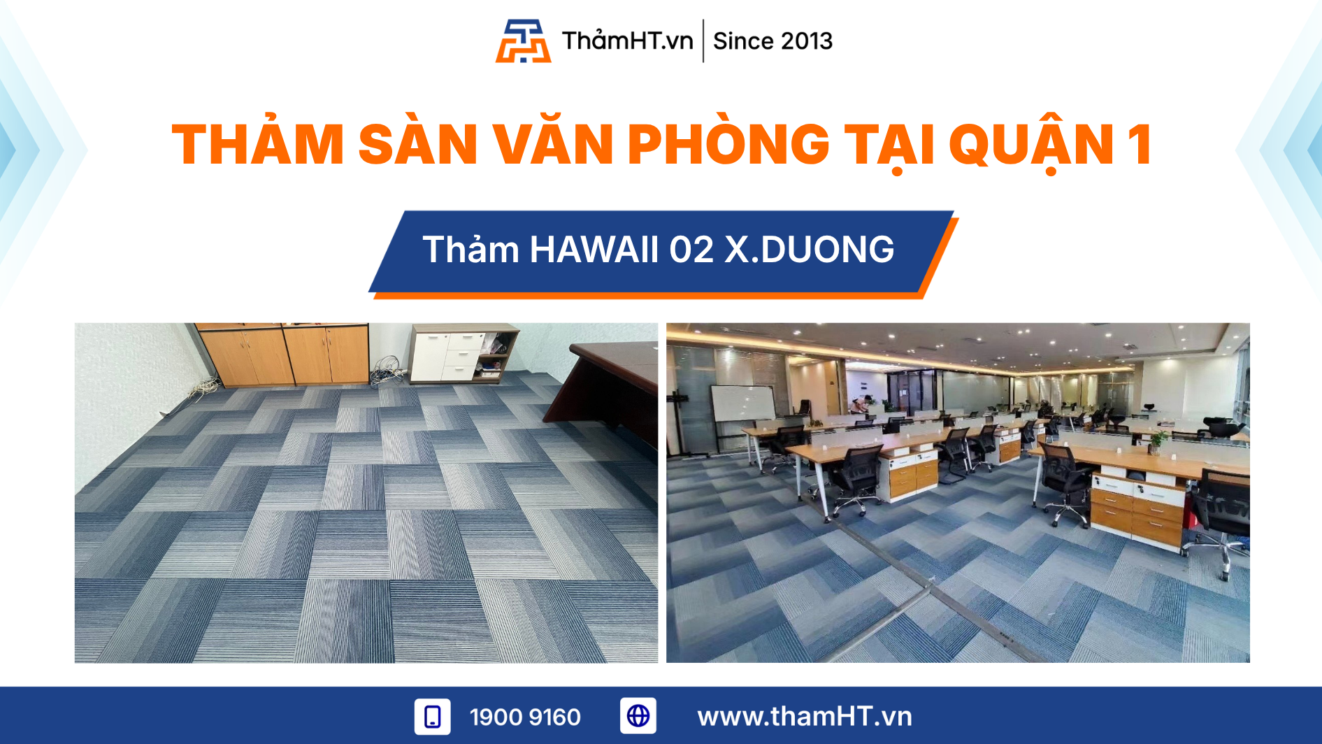 Thảm trải sàn văn phòng tại Quận 1 - Thảm HAWAII 02 Xanh dương - Không gian văn phòng loang màu độc đáo