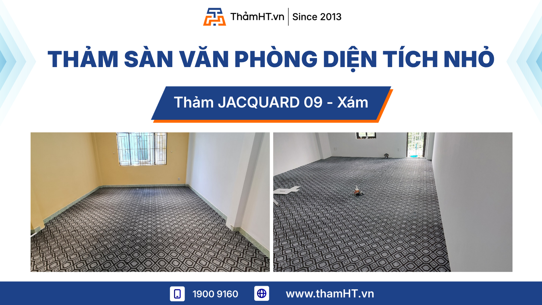 Thảm trải sàn Văn phòng diện tích nhỏ - Thảm JACQUARD 09 Xám - Cải tạo văn phòng tiết kiệm chi phí