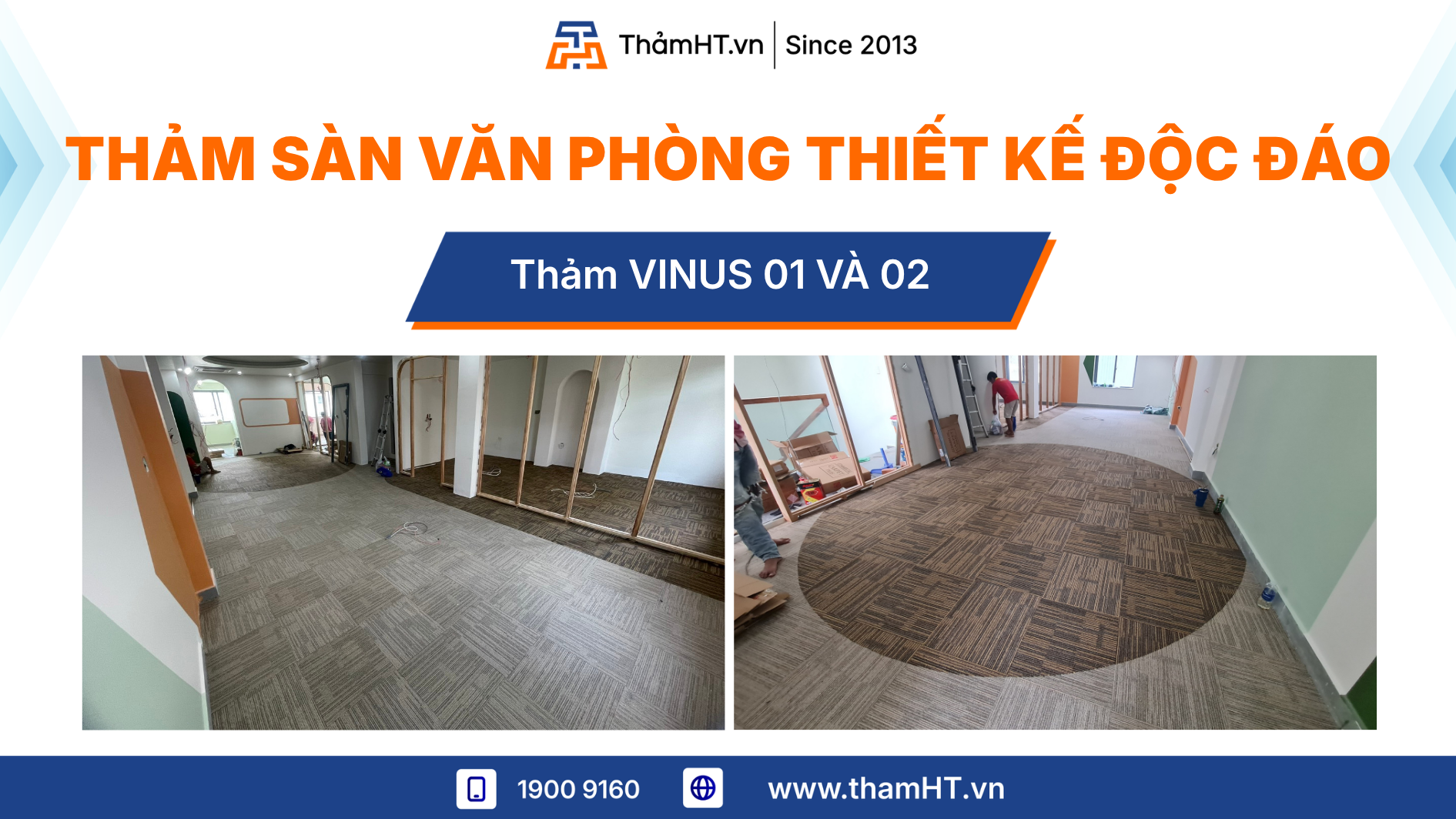 Thảm trải sàn văn phòng thiết kế độc đáo - Thảm VINUS 01 Kem và 02 Nâu đậm - Sáng tạo trong cải tạo không gian văn phòng