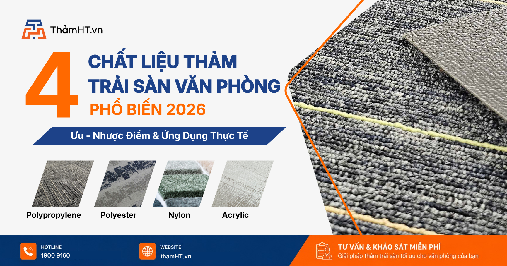 4 Chất Liệu Thảm Trải Sàn Văn Phòng Phổ Biến 2026