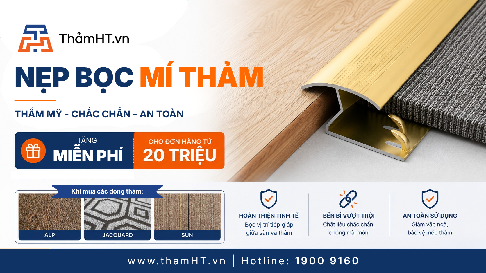 Tặng Miễn Phí Nẹp Bọc Mí Thảm Cho Đơn Hàng Thảm Trải Sàn Văn Phòng Từ 20 Triệu Đồng