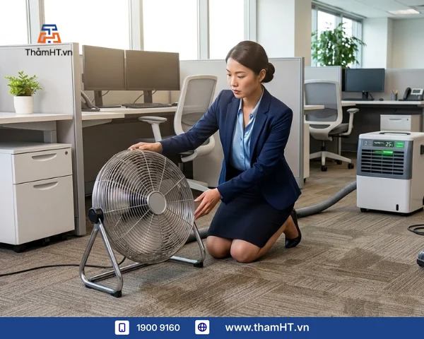 Làm khô thảm bằng quạt hoặc điều hòa ThamHT.Vn