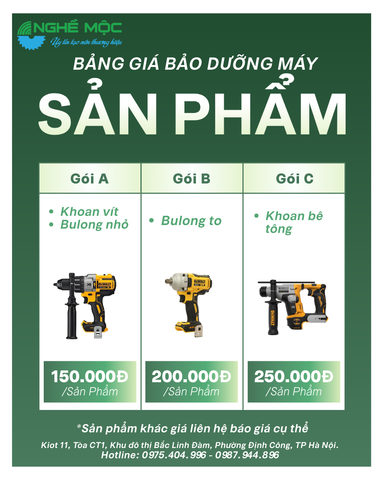 📌 BẢNG GIÁ BẢO DƯỠNG MÁY DỤNG CỤ DEWALT📌