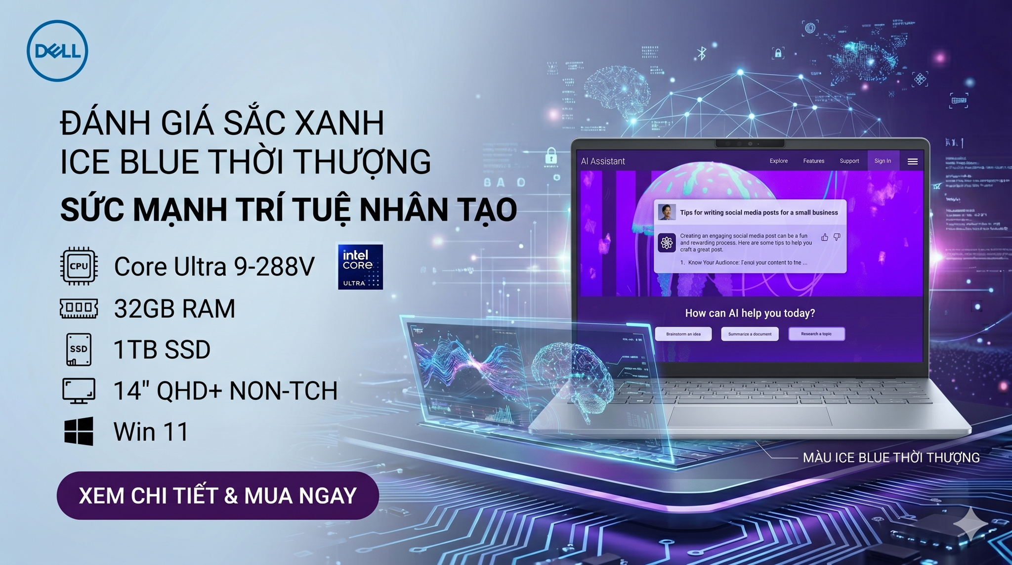 Đánh Giá Dell 14 Plus DB14250: Sức Mạnh Trí Tuệ Nhân Tạo Trong Sắc Xanh Ice Blue Thời Thượng
