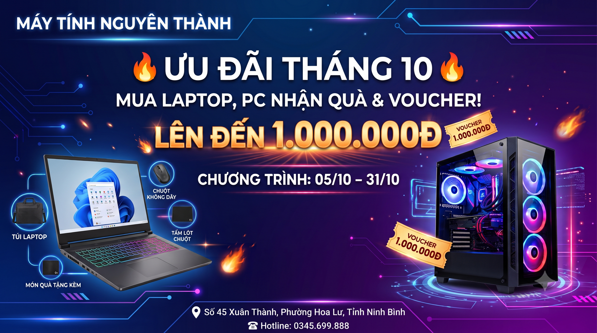Ưu Đãi Laptop & PC Tháng 10 | Voucher đến 1 Triệu tại Nguyên Thành