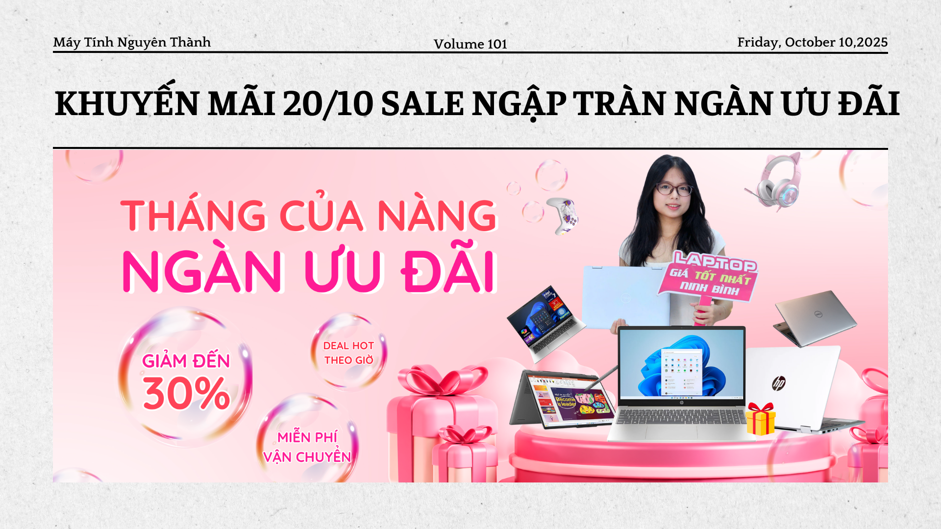Sale khuyến mãi giảm giá 20/10 ngày Phụ Nữ Việt Nam 20/10, trao tặng yêu thương