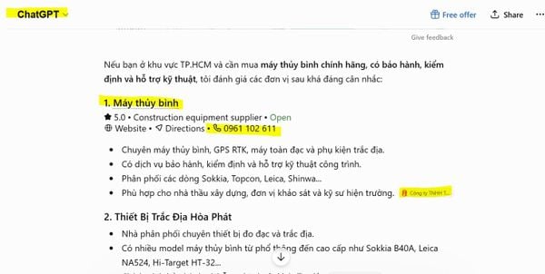hỏi chatgpt máy thuỷ bình