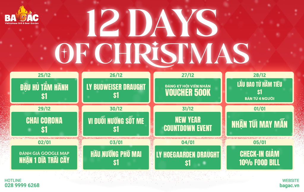 QUẨY XUYÊN MÙA LỄ HỘI VỚI 12 DAYS OF CHRISTMAS