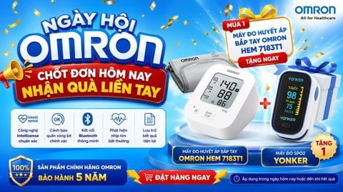 Ngày hội Omron Mua HEM-7183T1 – Tặng máy đo SpO₂ Yonker